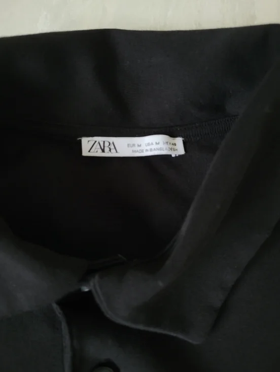 ZARA black jersey knit polo golf shirt with short sleeves - Picture 7 of 10